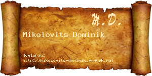 Mikolovits Dominik névjegykártya